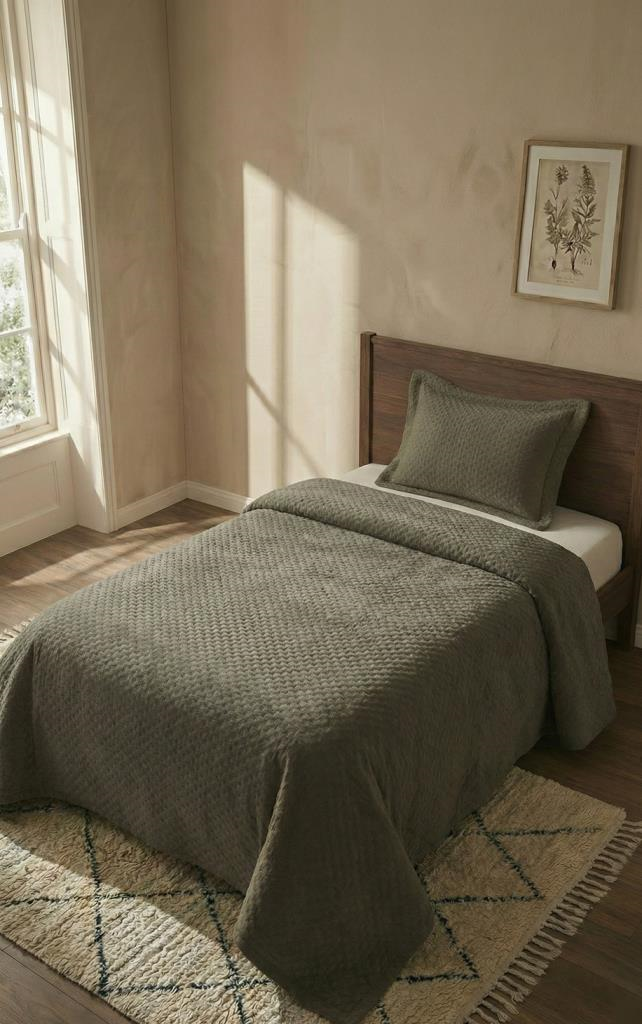 SÜET TEK Kişilik Yatak örtüsü 180x240 VİZON