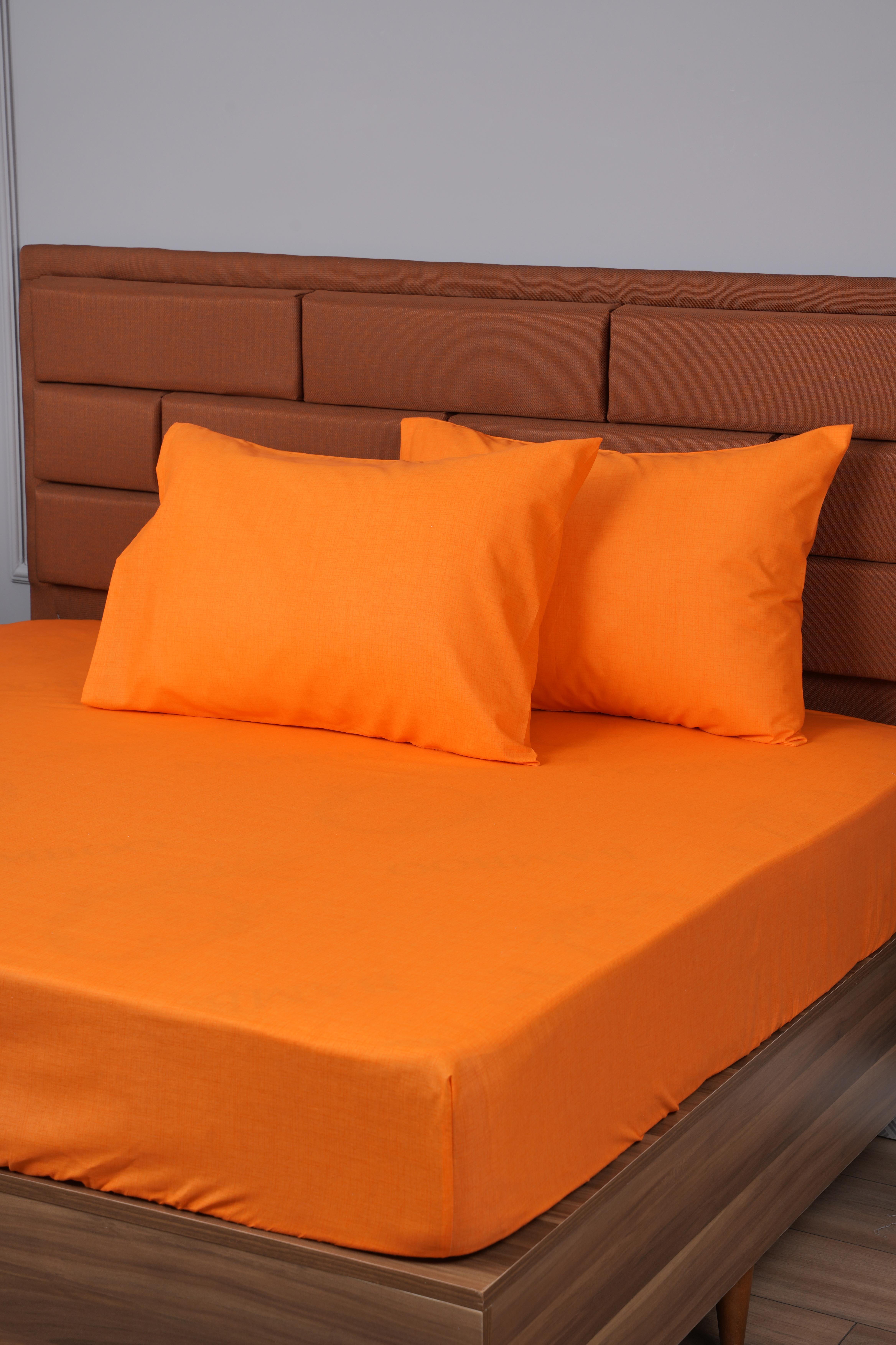 TEK KİŞİLİK LASTİKLİ ÇARŞAF+1 YASTIK KILIFI HEDİYE 100X200 TURUNCU
