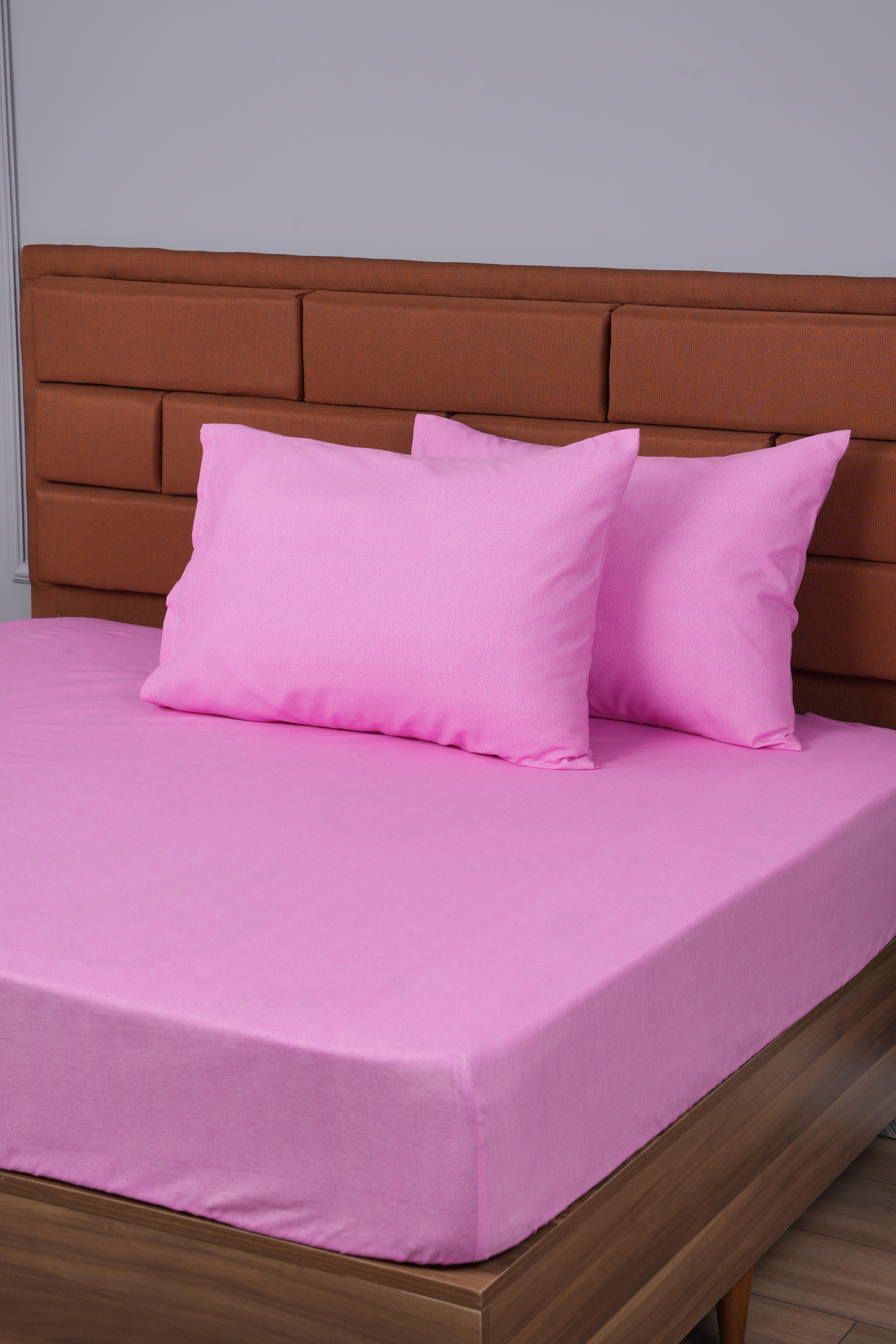 TEK KİŞİLİK LASTİKLİ ÇARŞAF+1 YASTIK KILIFI HEDİYE 100X200 PEMBE
