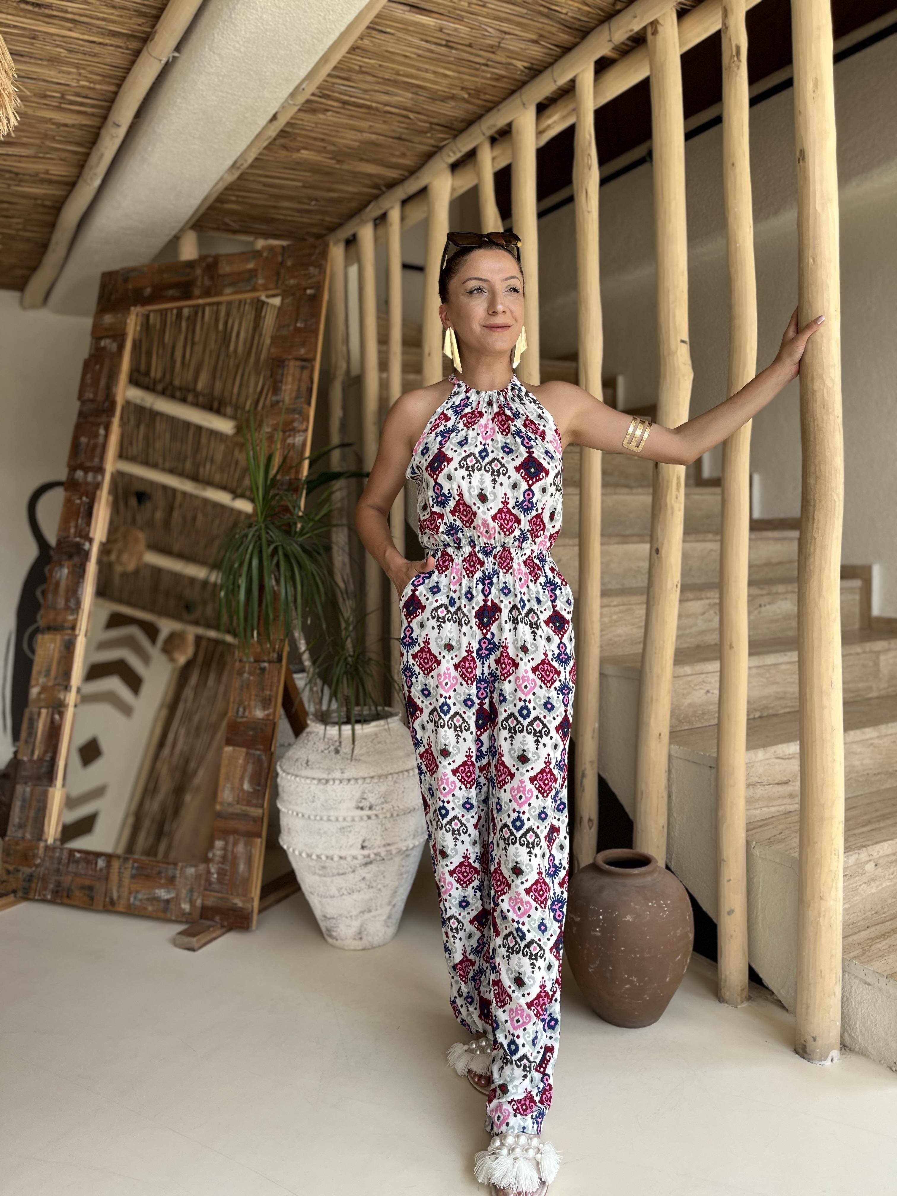 Halter yaka cepli tulum-251