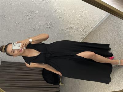 Bağlamalı düğmeli elbise-258