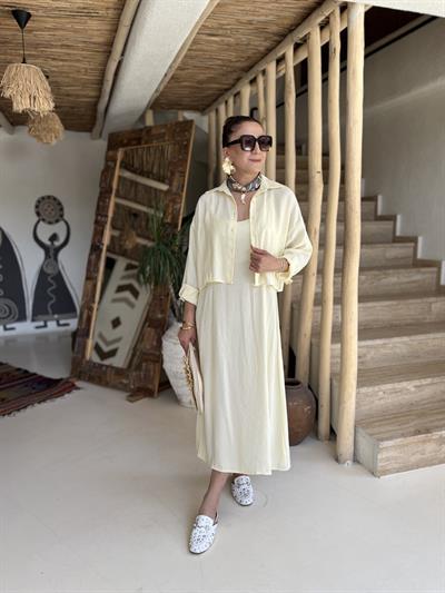 Gömlekli ip askılı elbise-249