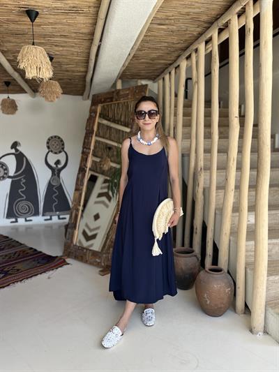 Gömlekli ip askılı elbise-249