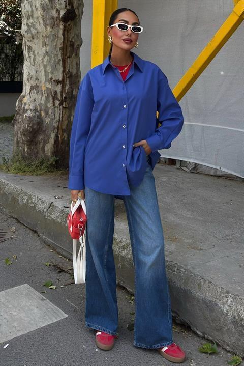 Klasik Oversize Poplin Gömlek 3421