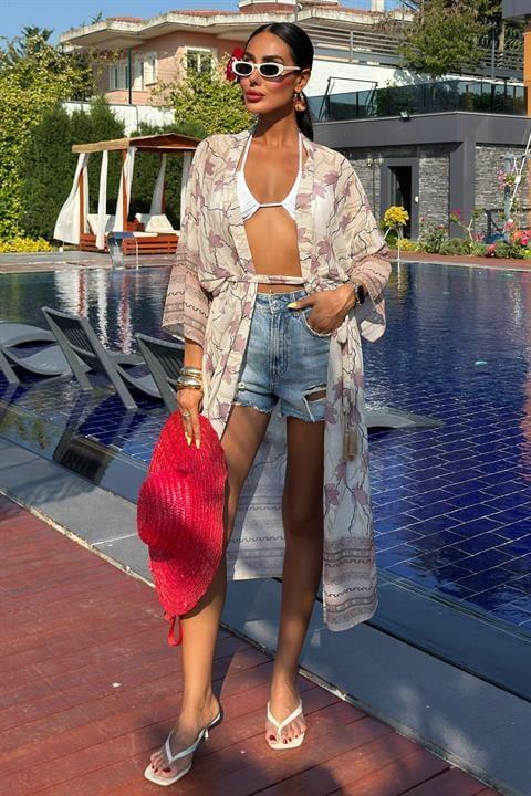 Sandra Desenli Şifon Kimono 5156-08