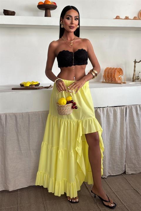 Audrey Fıfrlı Yırtmaç Detay Etek 4037