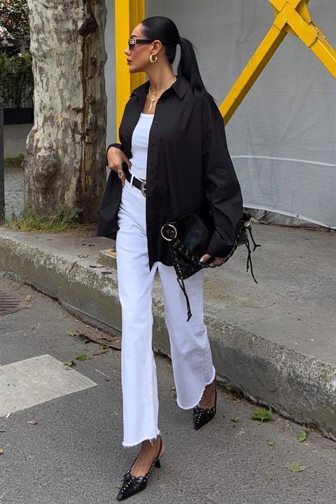 Klasik Oversize Poplin Gömlek 3421