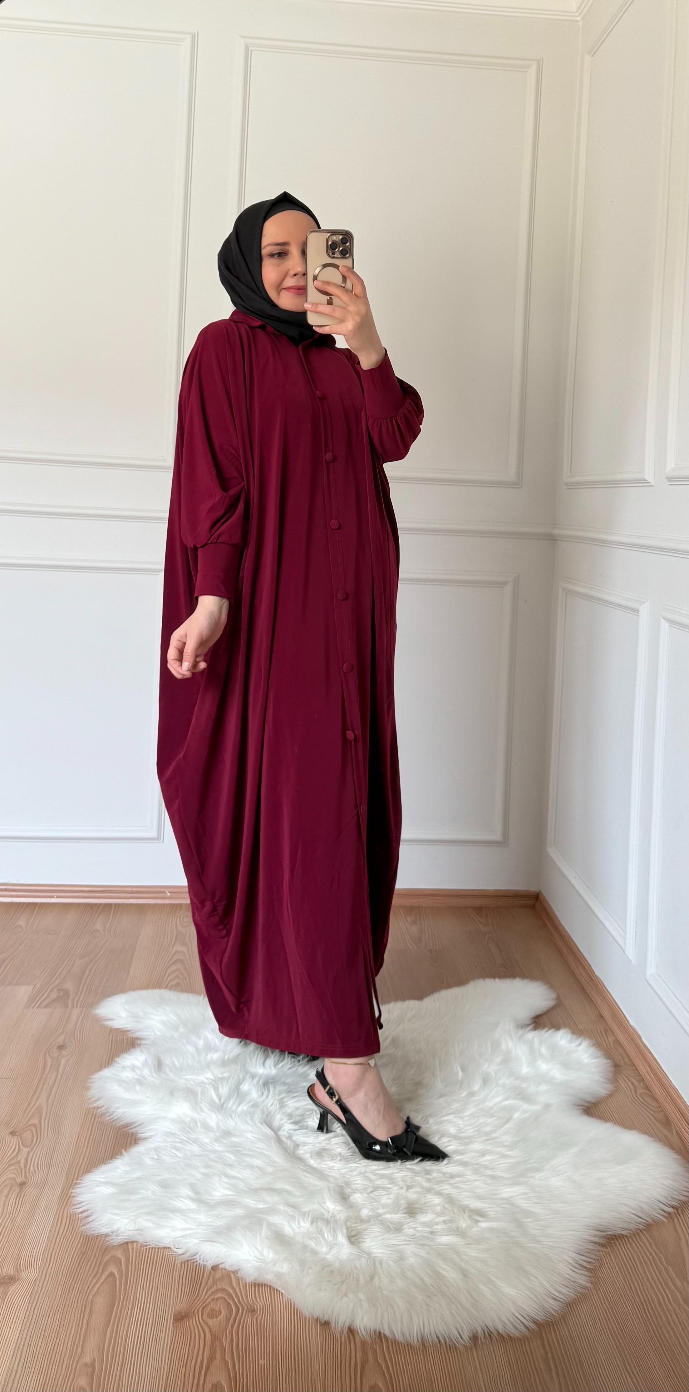 SENDY KUMAŞ ABAYA BORDO