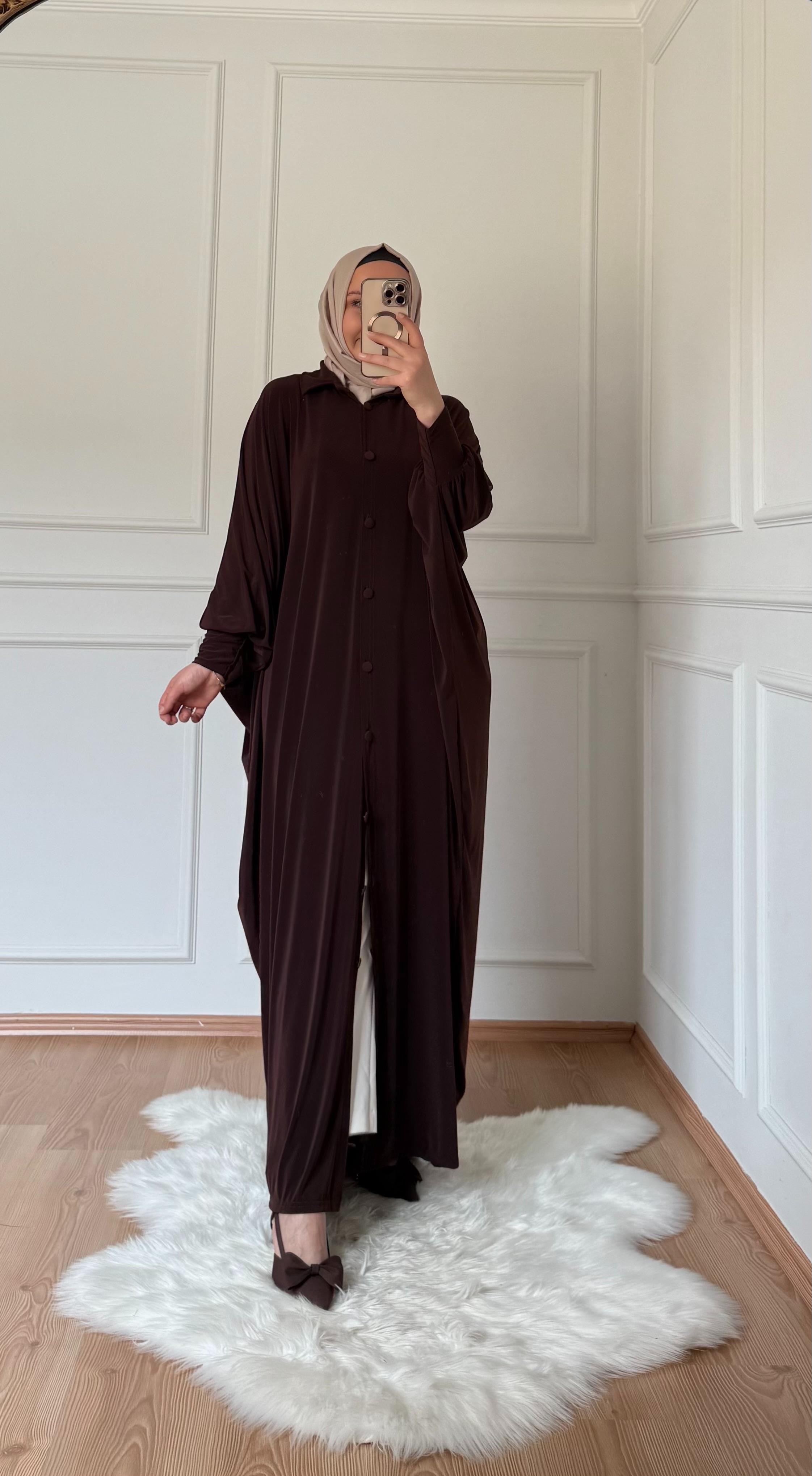 SENDY KUMAŞ ABAYA KAHVERENGİ