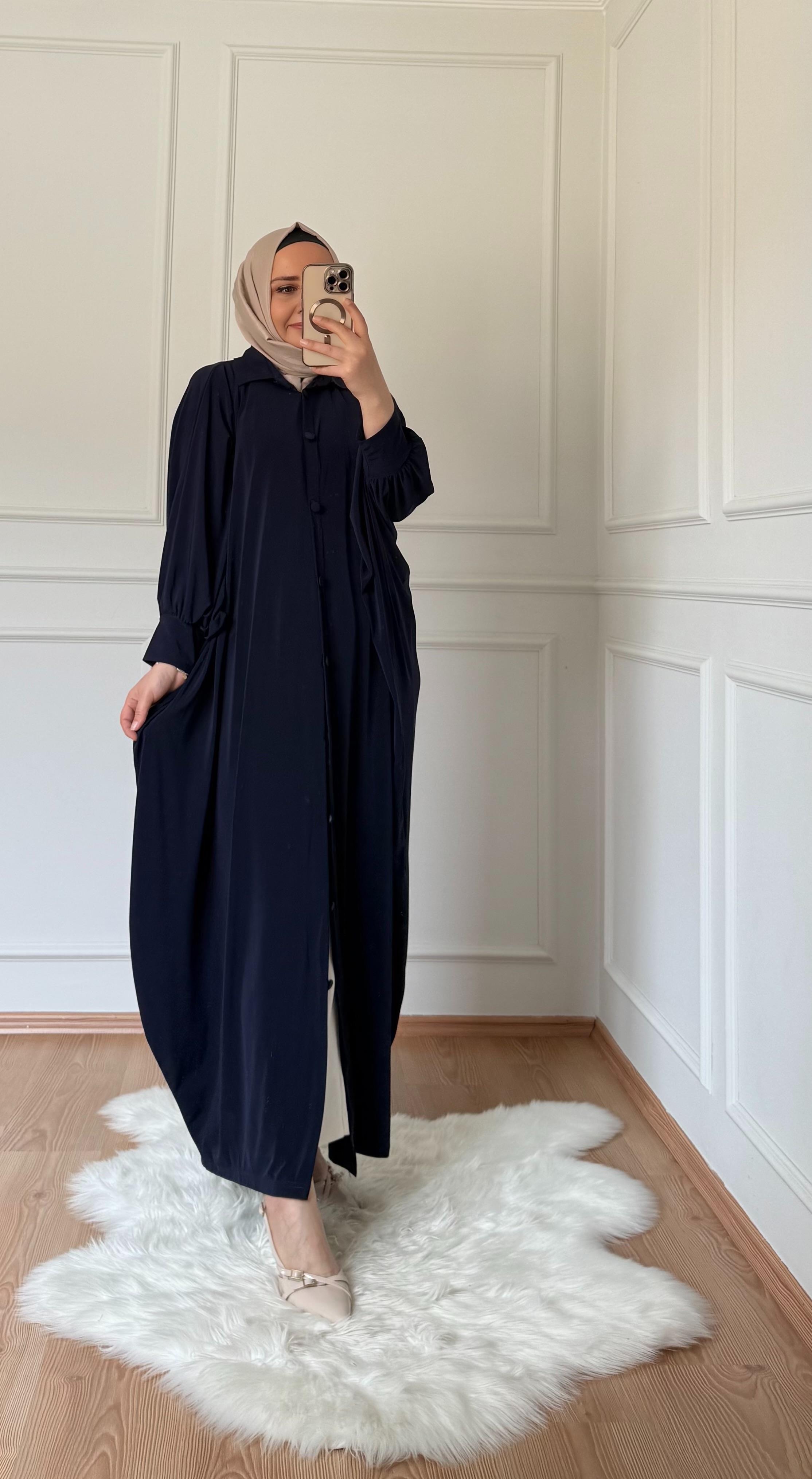 SENDY KUMAŞ ABAYA LACİVERT