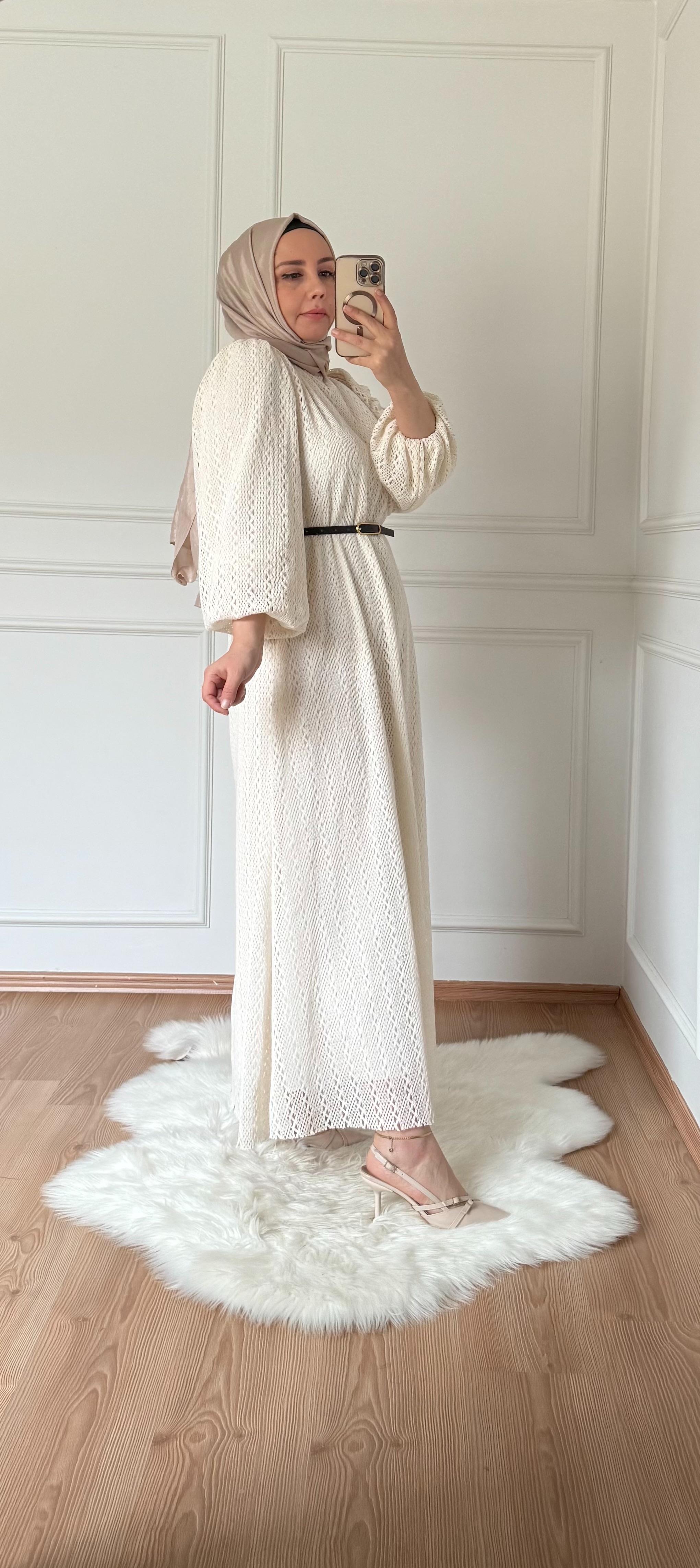 GÜPÜR ELBİSE KREM