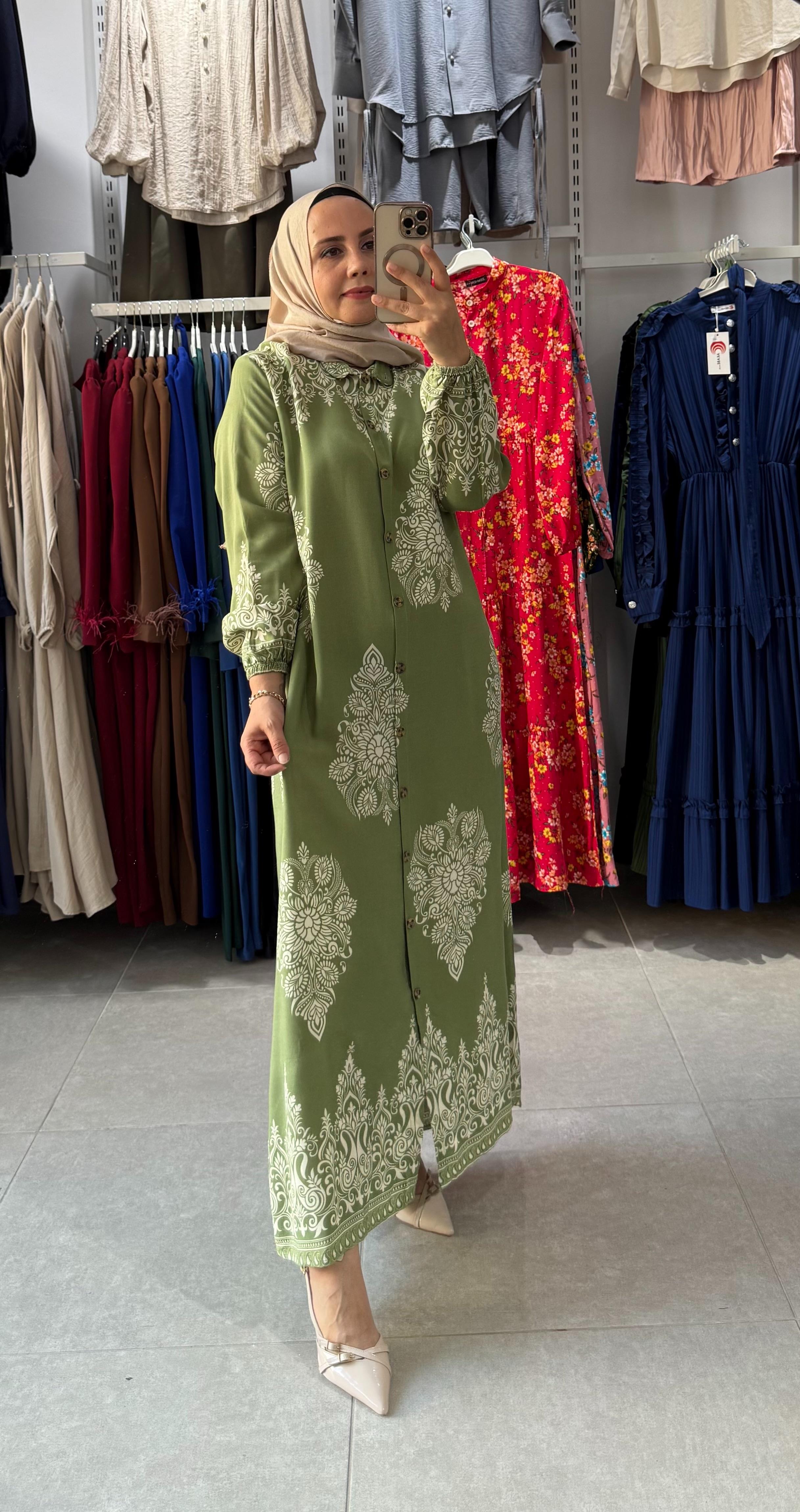 MOTİF DESEN GÖMLEK ELBİSE