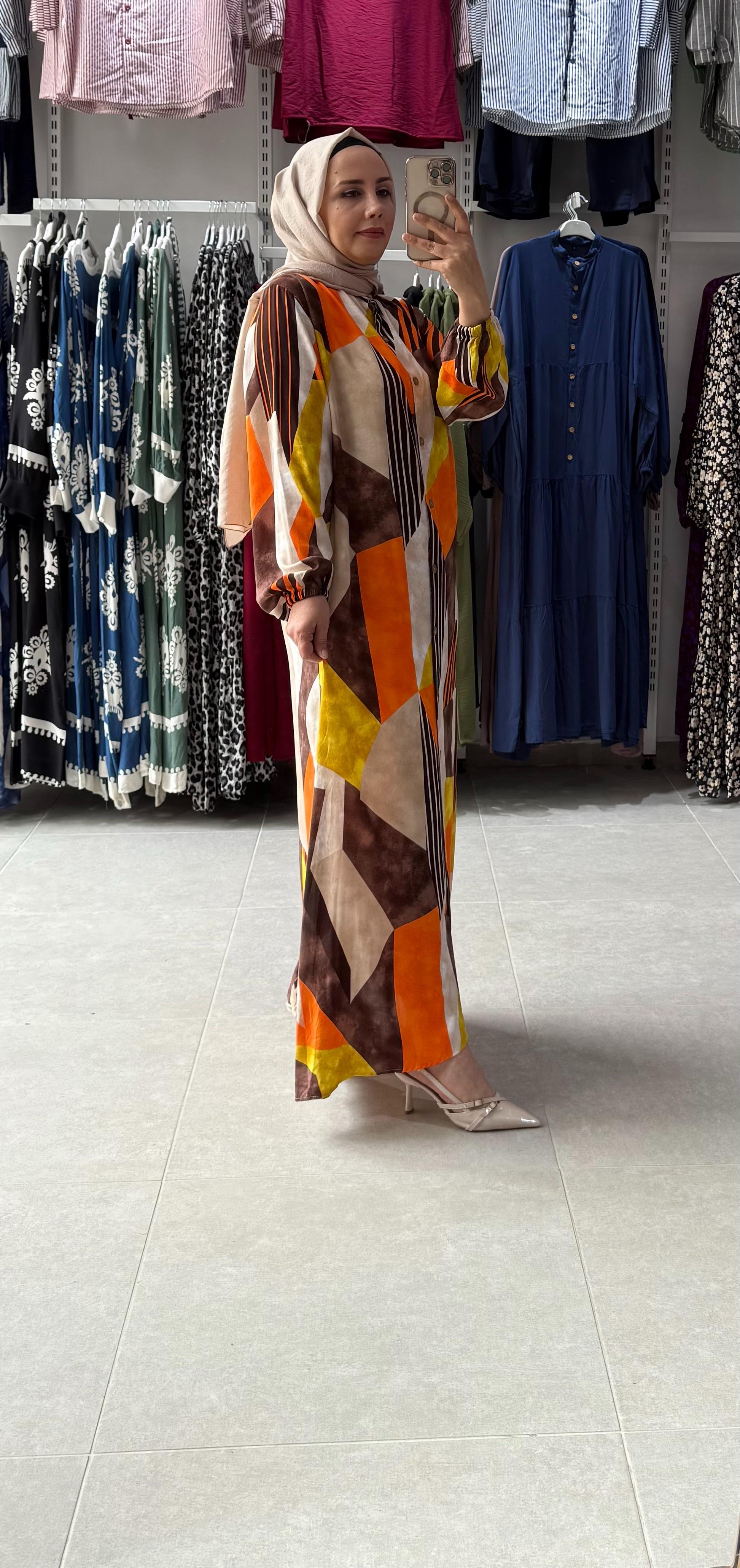 TESETTÜR GÖMLEK ELBİSE TURUNCU