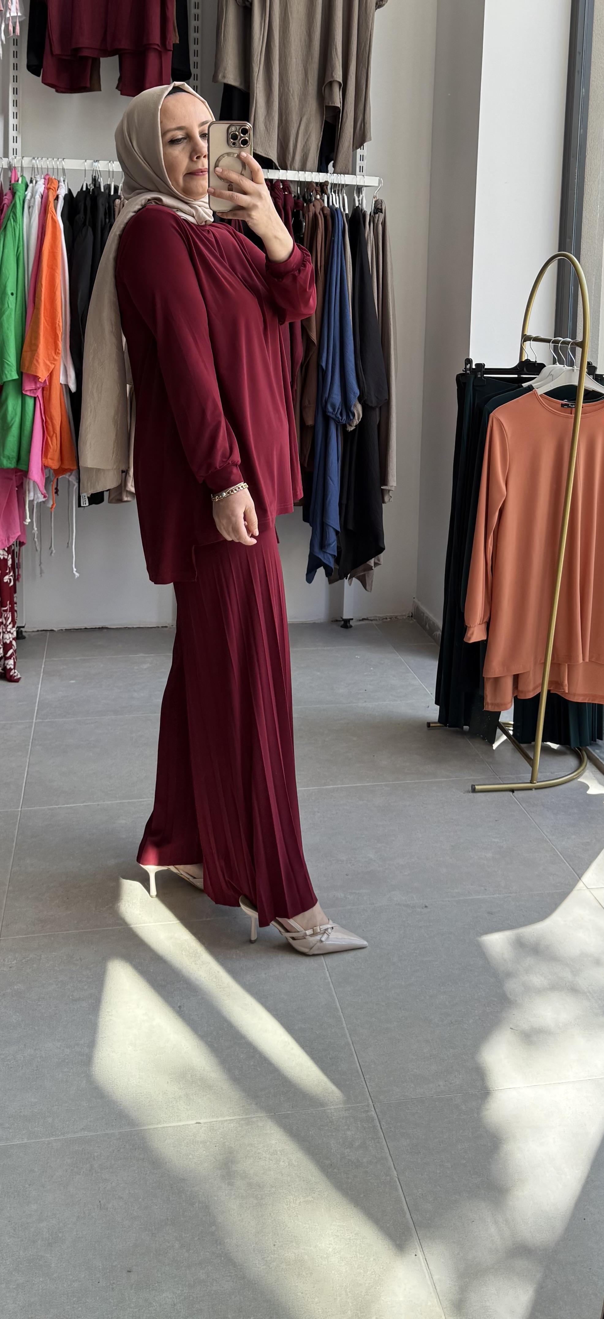 PİLİSELİ İKİLİ TAKIM BORDO