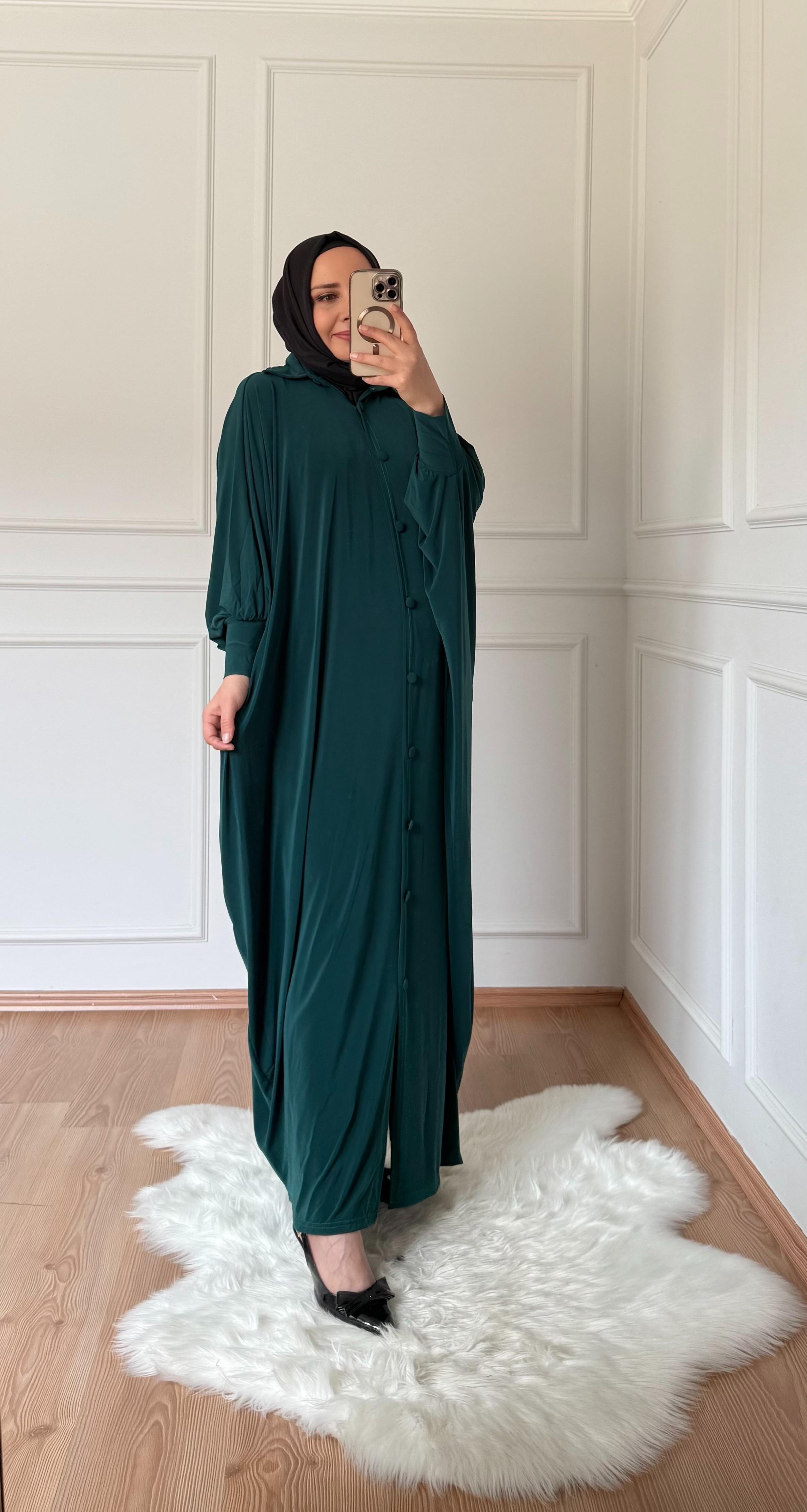 SENDY KUMAŞ ABAYA YEŞİL