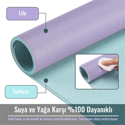 Klasse Lila/Turkuaz 80x40cm Deri Mousepad