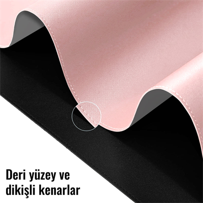 Klasse Pembe/Gri 80x40cm Deri Mousepad