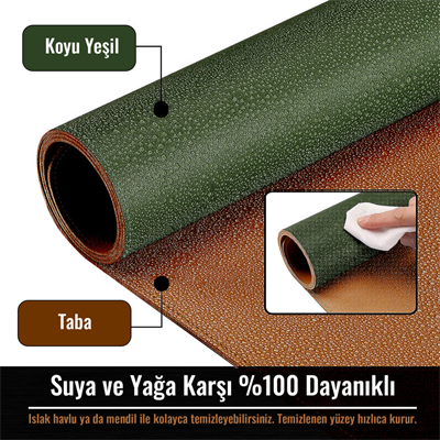 Klasse Yeşil/Taba 80x40cm Deri Mousepad