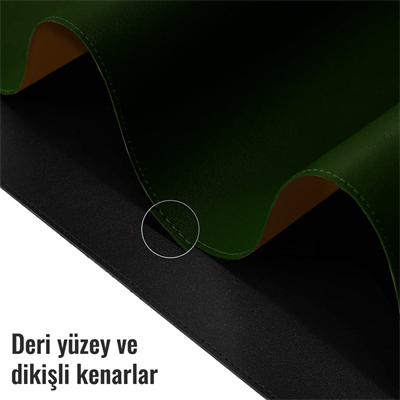 Klasse Yeşil/Taba 80x40cm Deri Mousepad