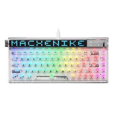 Machenike KT68 Kablolu Crystal Tactile Switch Ayarlanılabilir LCD Ekran Beyaz Gaming Klavye
