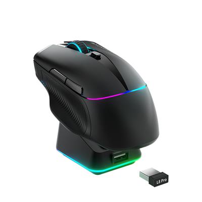 Machenike L8 Pro Tri-Mode 2K Siyah 26000DPI Ultralight 83Gr RGB Charging Dock Gaming Mouse