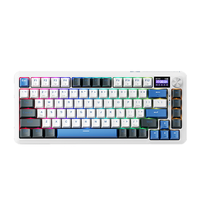 Machenike K500F-B81W Tri-Mode Gateron Silver Switch RGB ENG Q Beyaz Gaming Klavye