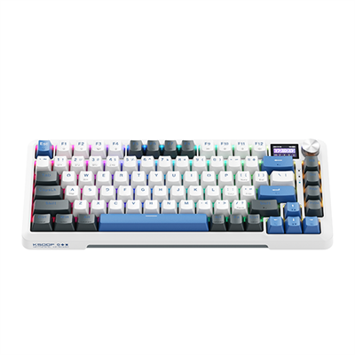 Machenike K500F-B81W Tri-Mode Gateron Silver Switch RGB ENG Q Beyaz Gaming Klavye