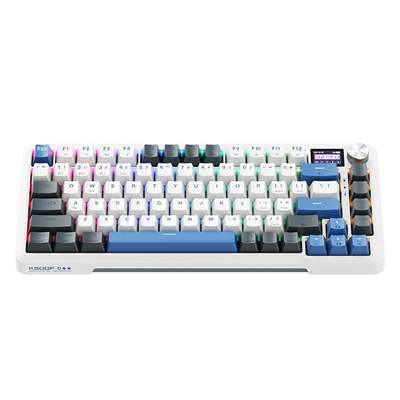 Machenike K500F-B81W Tri-Mode Gateron Silver Switch RGB ENG Q Beyaz Gaming Klavye