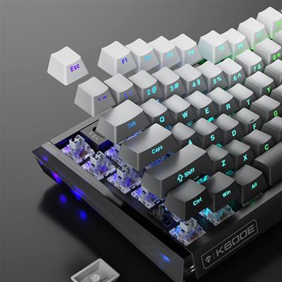 Machenike K600E-B87W Tri-Mode GR Silver Switch RGB Hot Swap Siyah Gaming Klavye