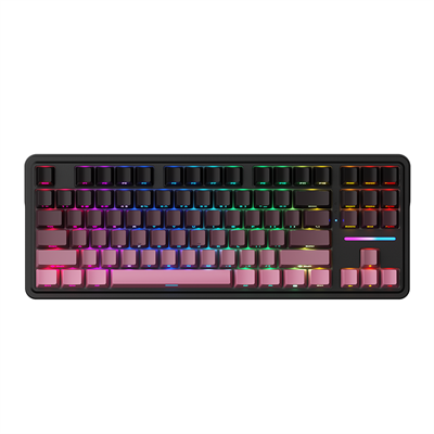 Machenike KG 87 Tri-Mode Silver Switch RGB ENG Q Siyah/Pembe Gaming Klavye