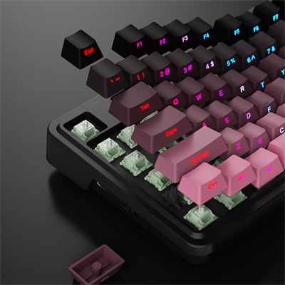 Machenike KG 87 Tri-Mode Silver Switch RGB ENG Q Siyah/Pembe Gaming Klavye