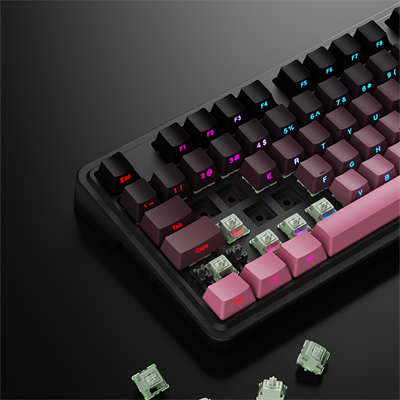 Machenike KG 87 Tri-Mode Silver Switch RGB ENG Q Siyah/Pembe Gaming Klavye
