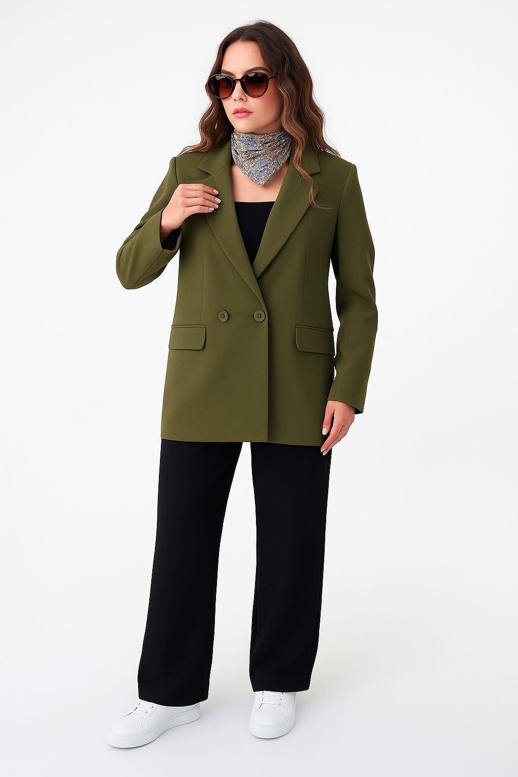 Haki Çift Düğmeli Blazer Ceket