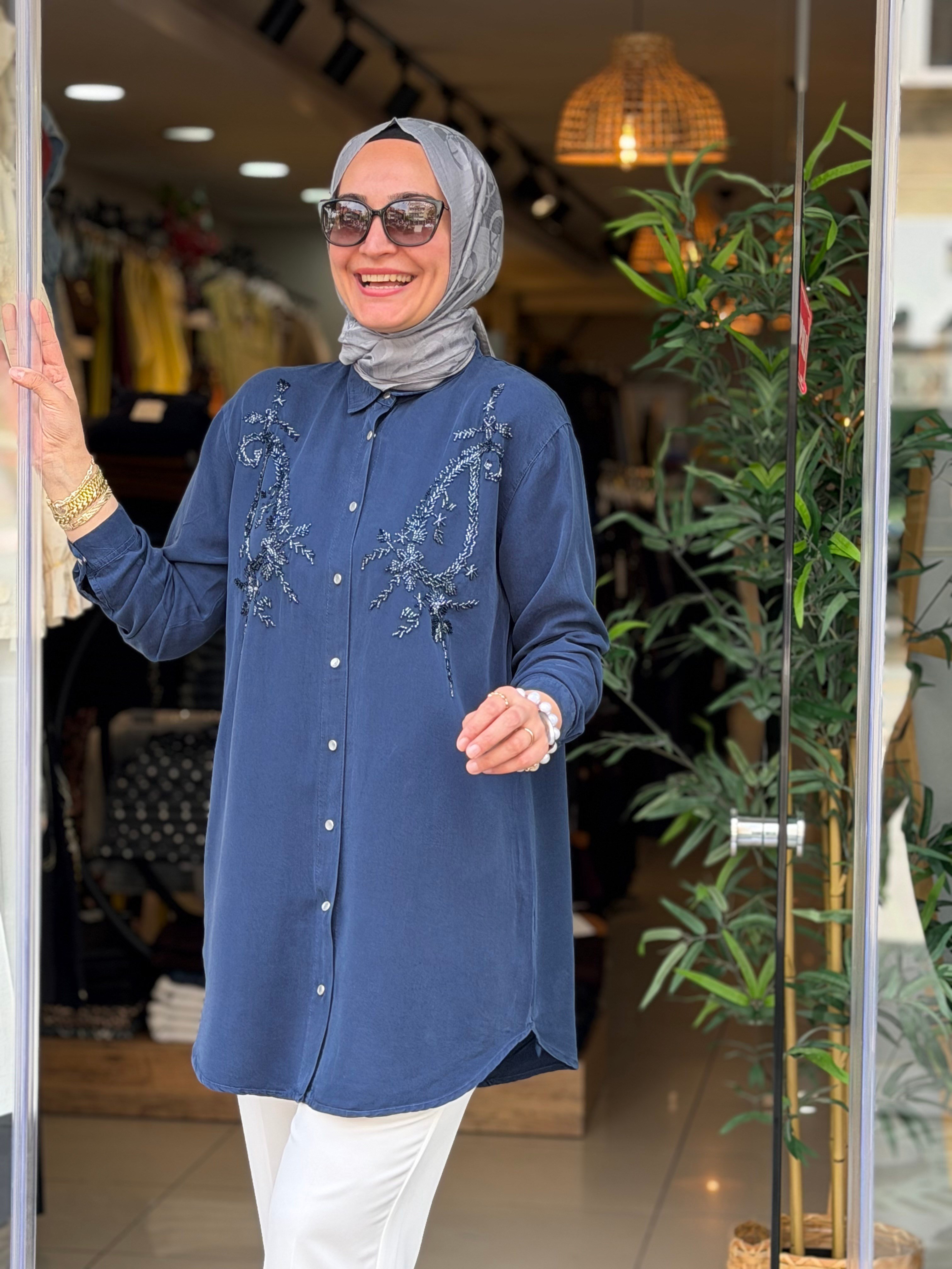 4682 TENSEL GÖMLEK LACİVERT