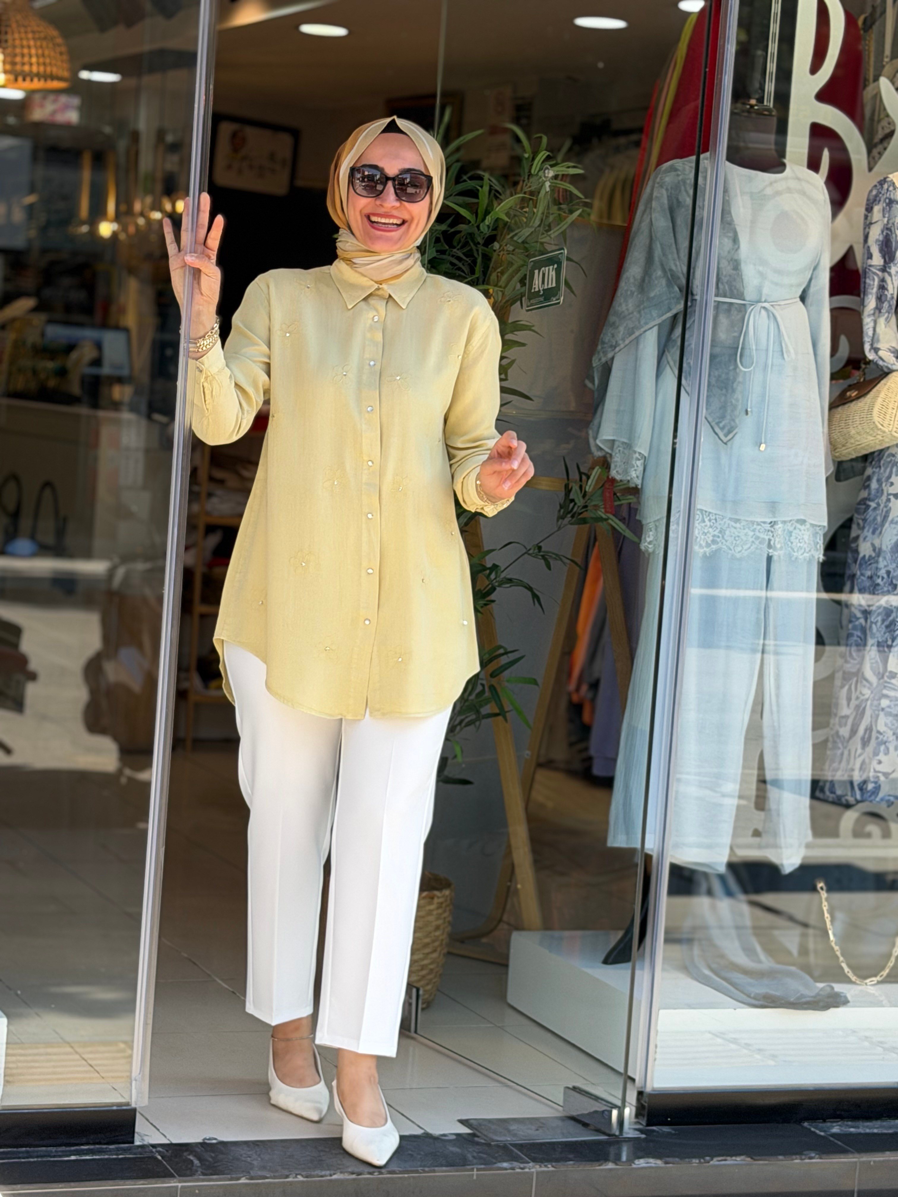 7418 TENSEL GÖMLEK PAPATYA SARI