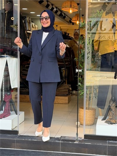 1111 BLAZER CEKETLİ TAKIM LACİ ÇİZGİLİ