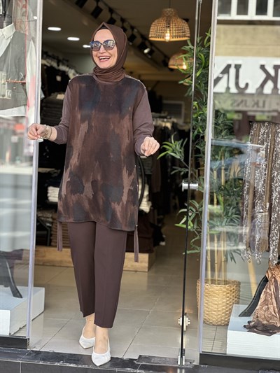 3465 İPEK CUPRA TUNİK KAHVE