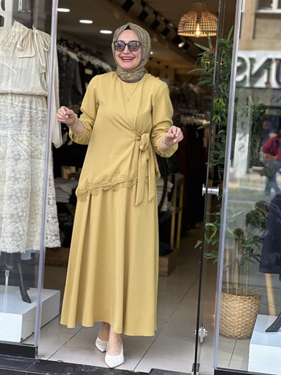 36918 SARI DANTEL ETEKLİ TAKIM