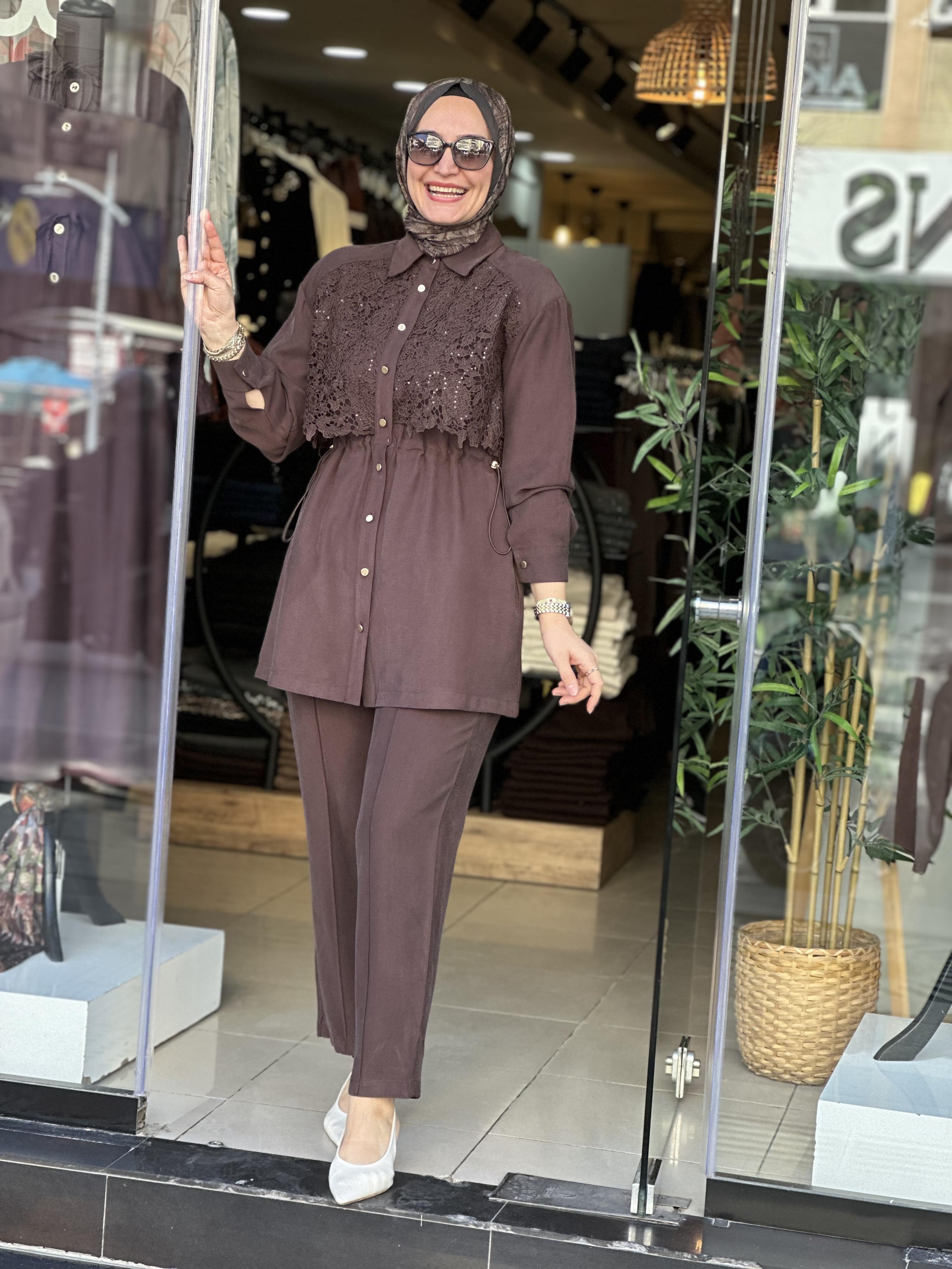 1394 DANTEL DETAYLI TAKIM KAHVE