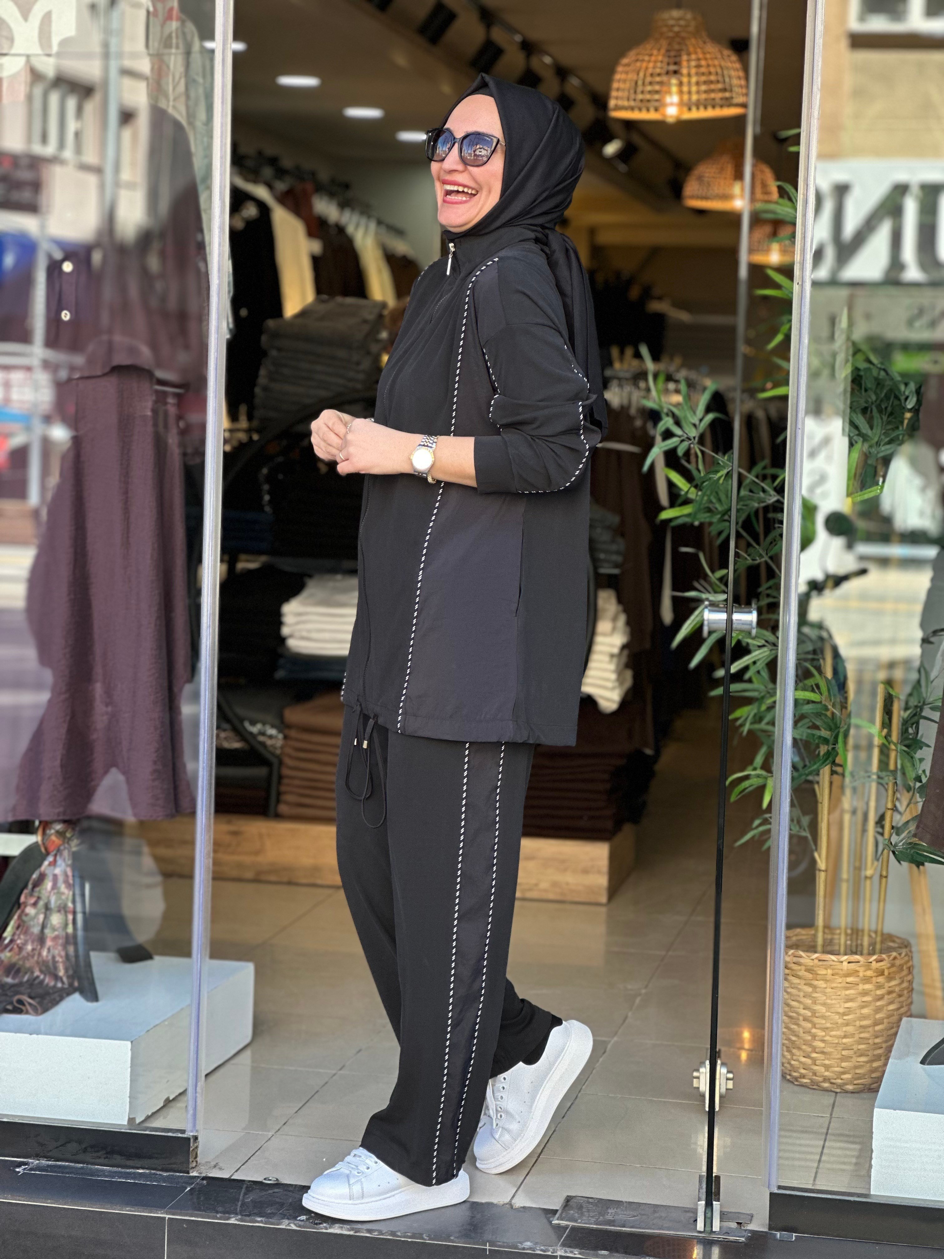 14439 ÇİZGİLİ TAKIM SİYAH