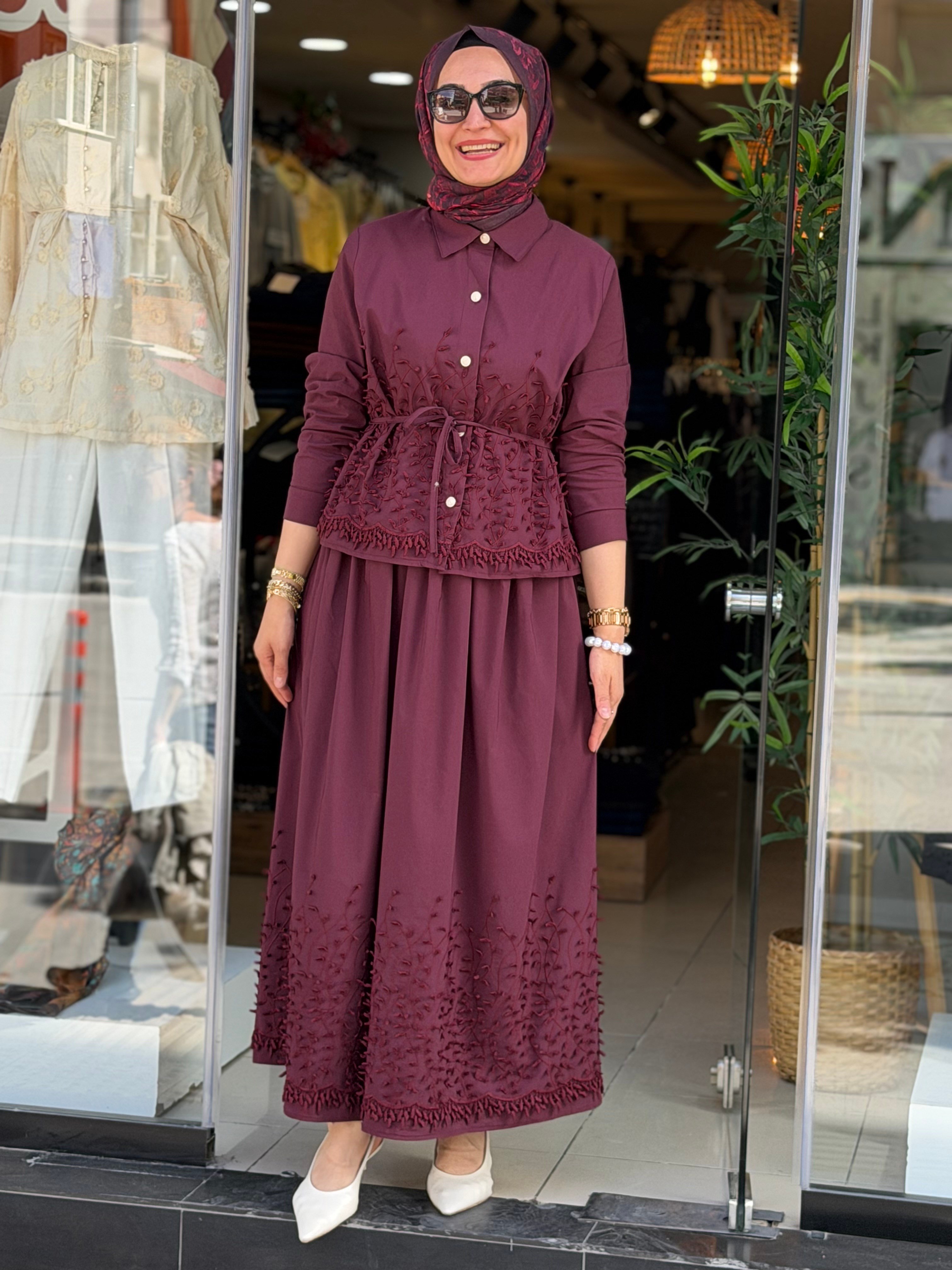3165 ETEKLİ TAKIM BORDO
