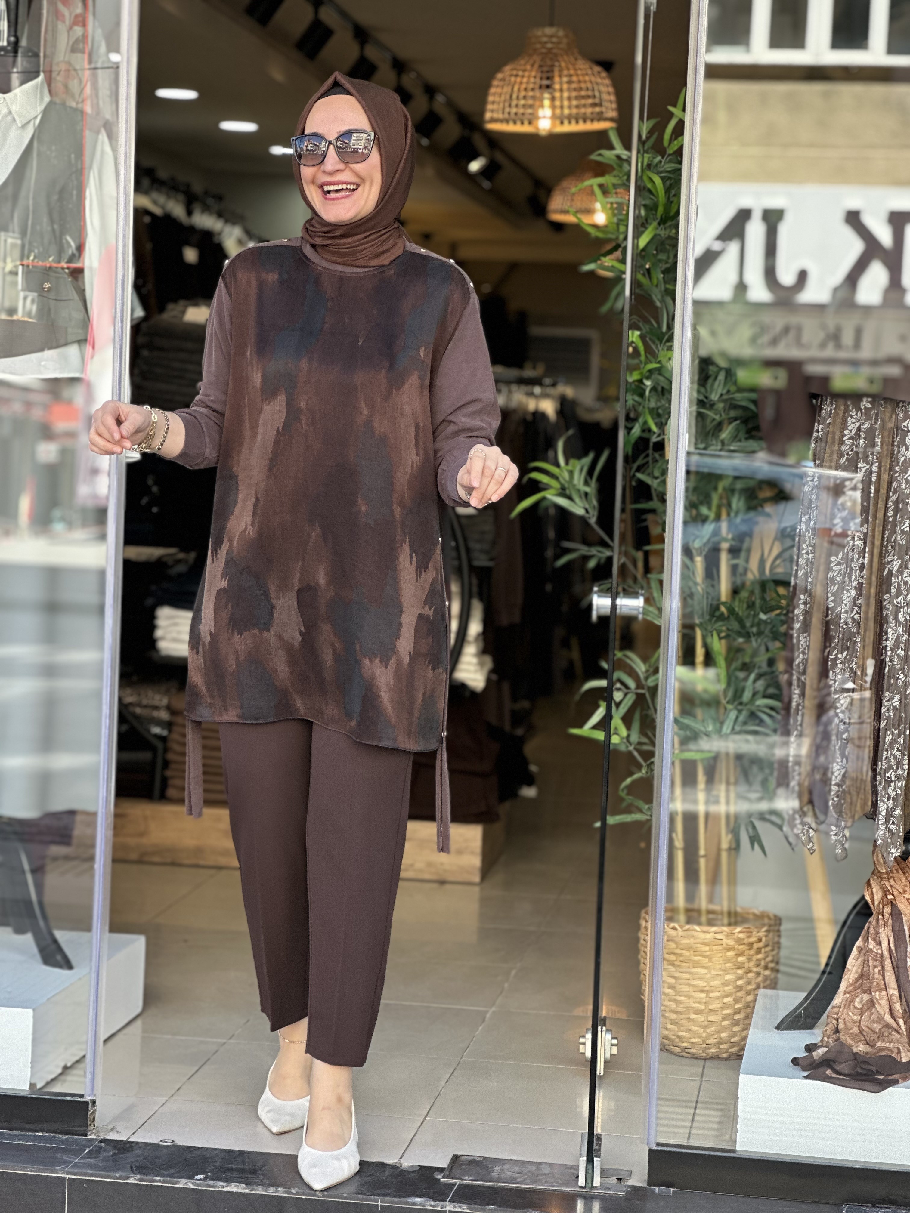 3465 İPEK CUPRA TUNİK KAHVE