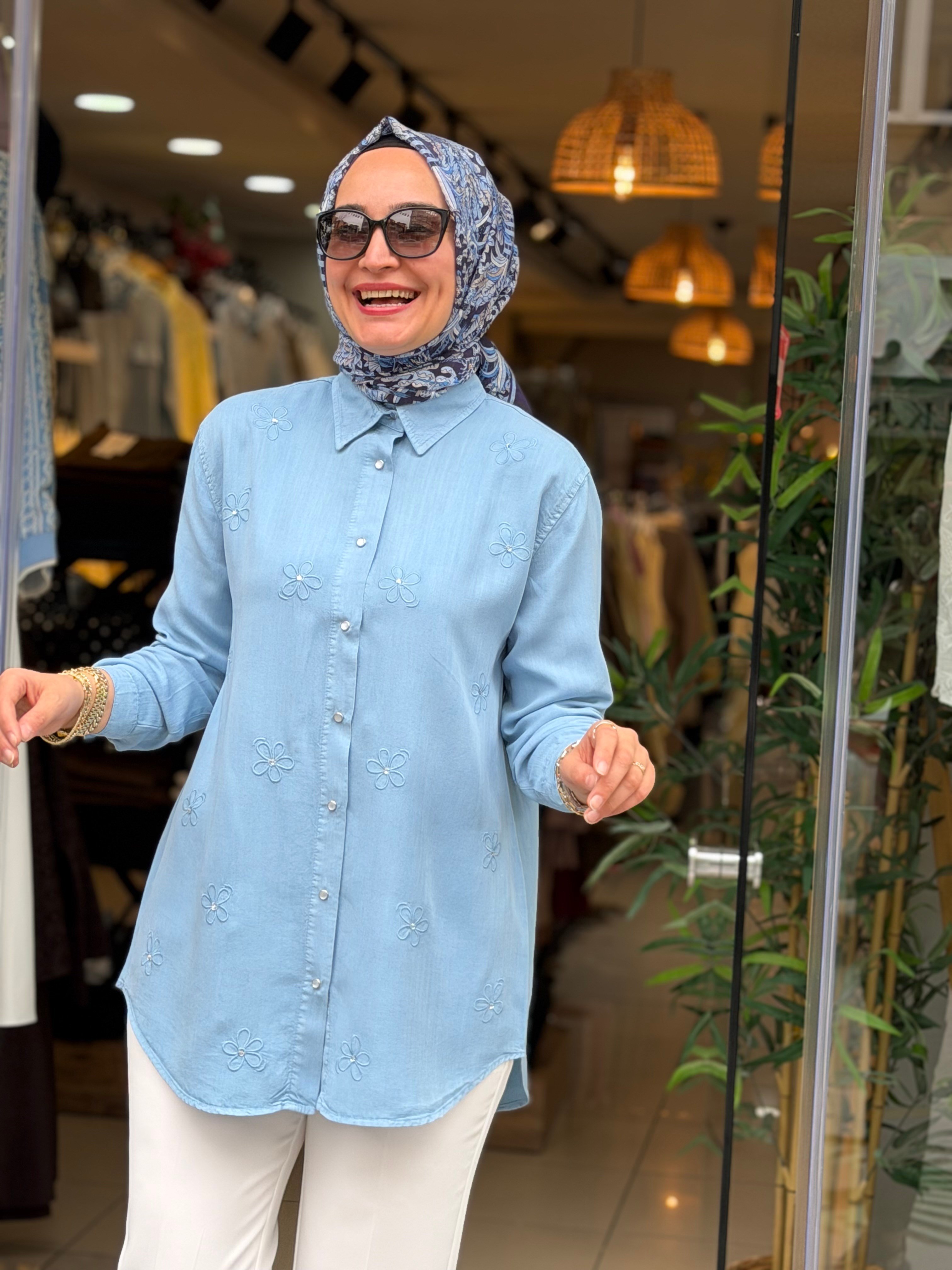 7418 TENSEL GÖMLEK GÖK MAVİSİ