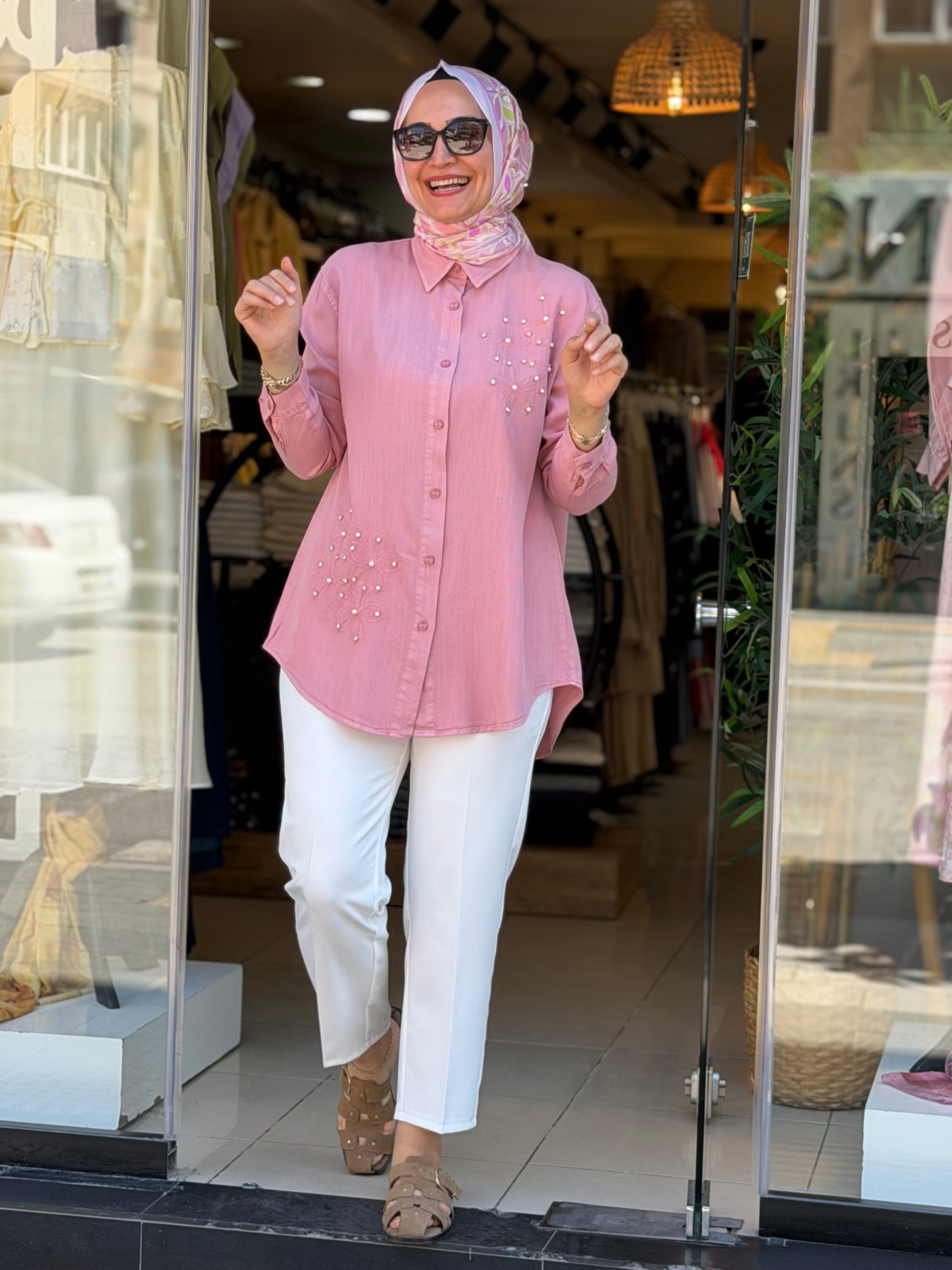 7464 TENSEL GÖMLEK PEMBE