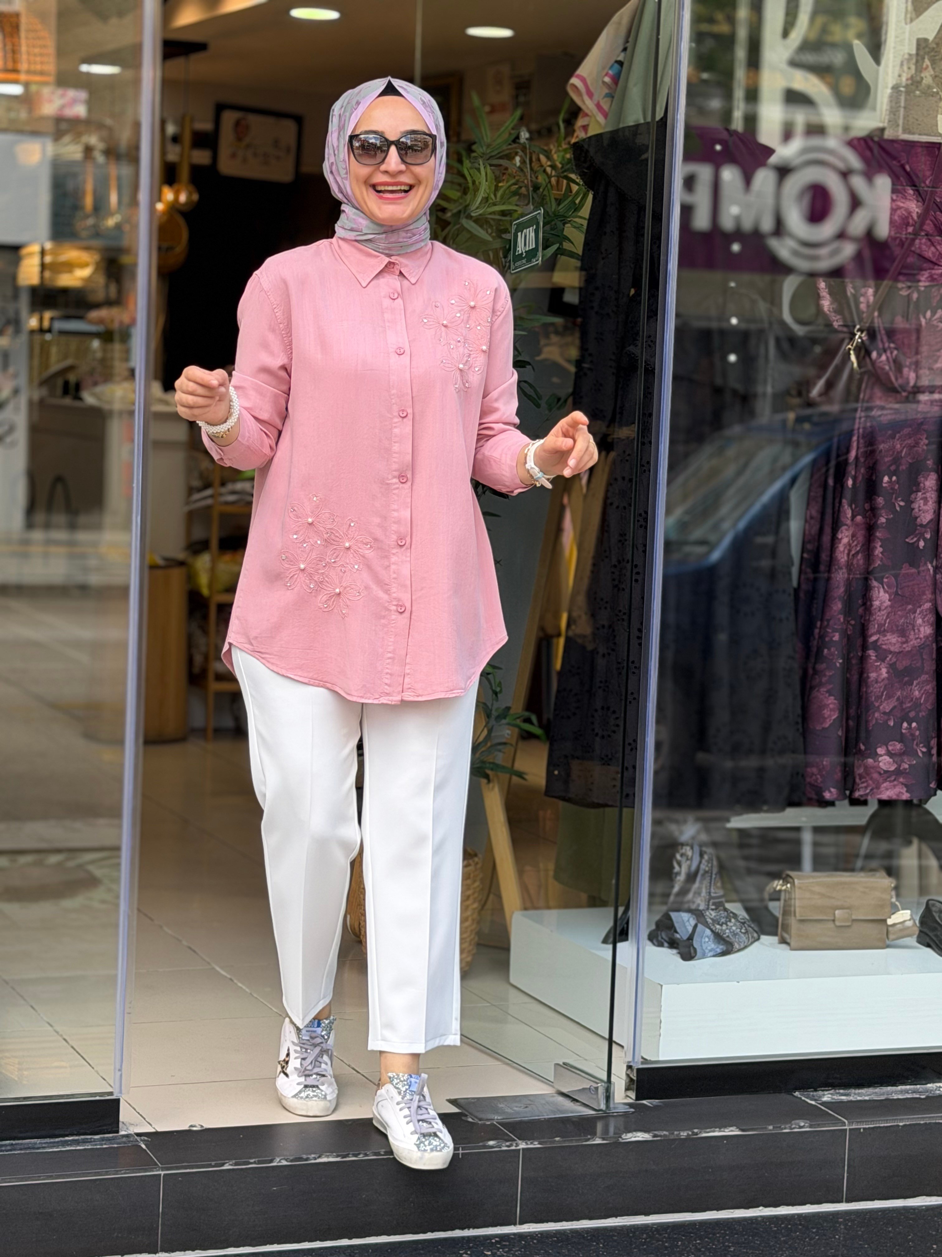 7533 TENSEL GÖMLEK PEMBE
