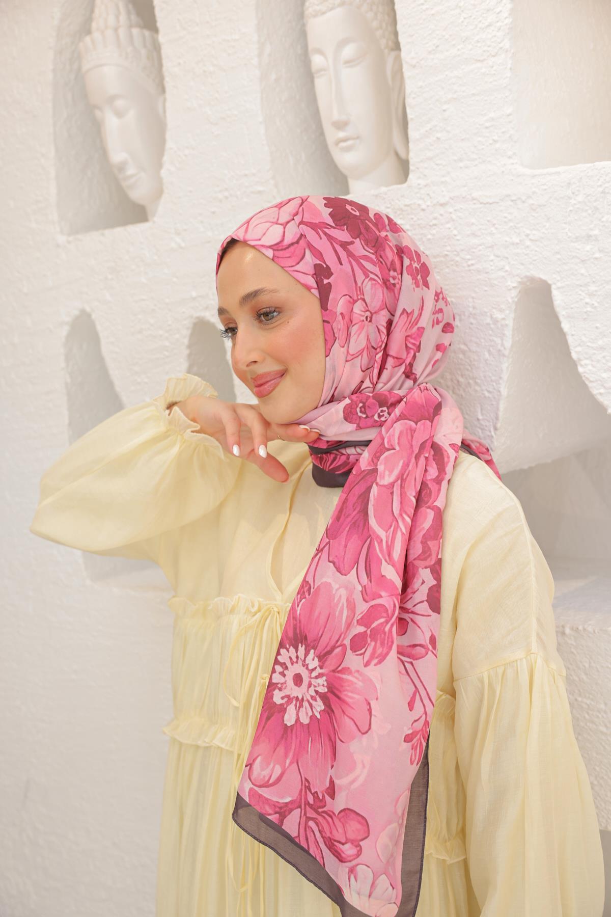 Begonia Desenli Pamuk Şal Küpe Çiçeği