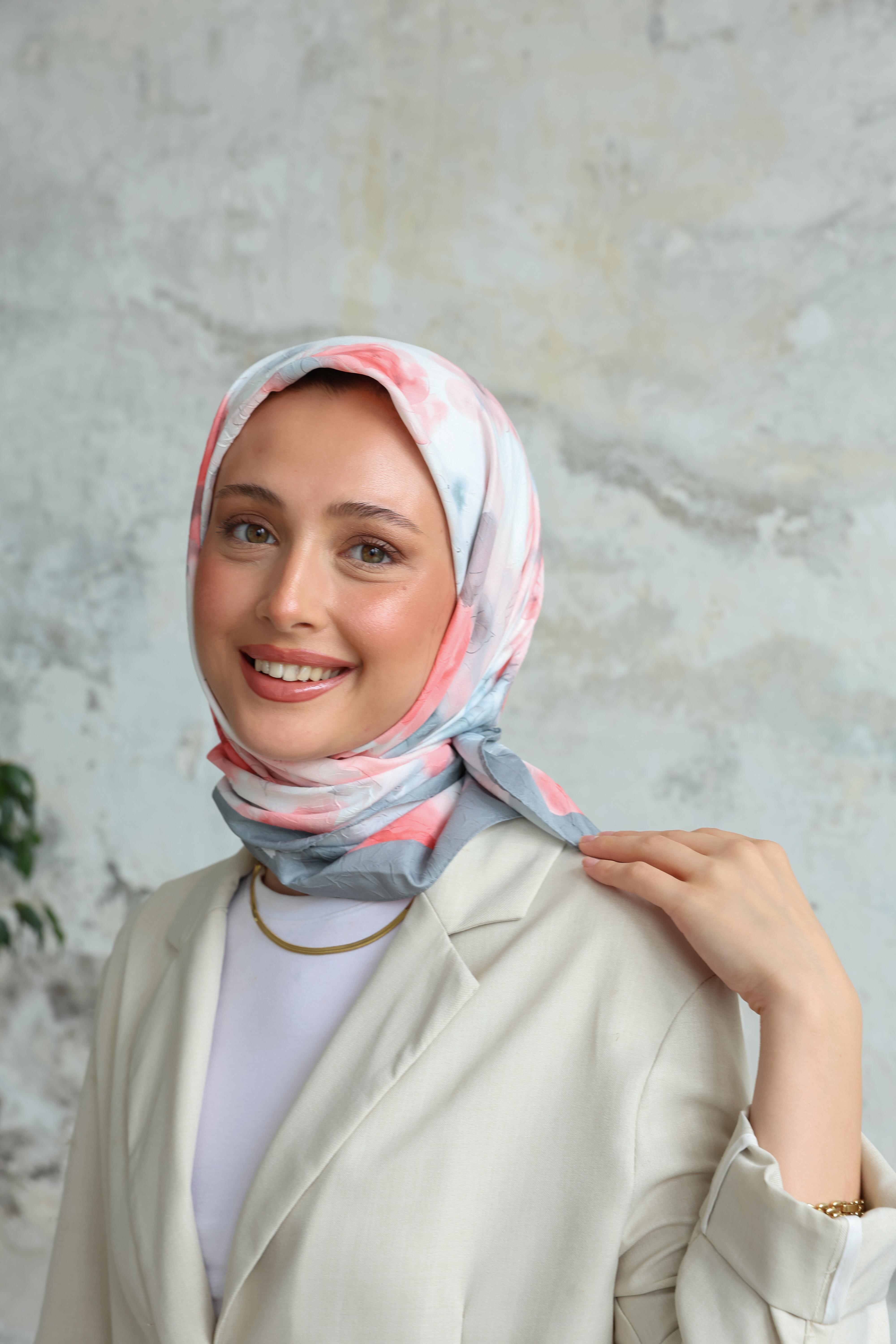 Bulut Desen Bambu Kraş Eşarp Gümüş