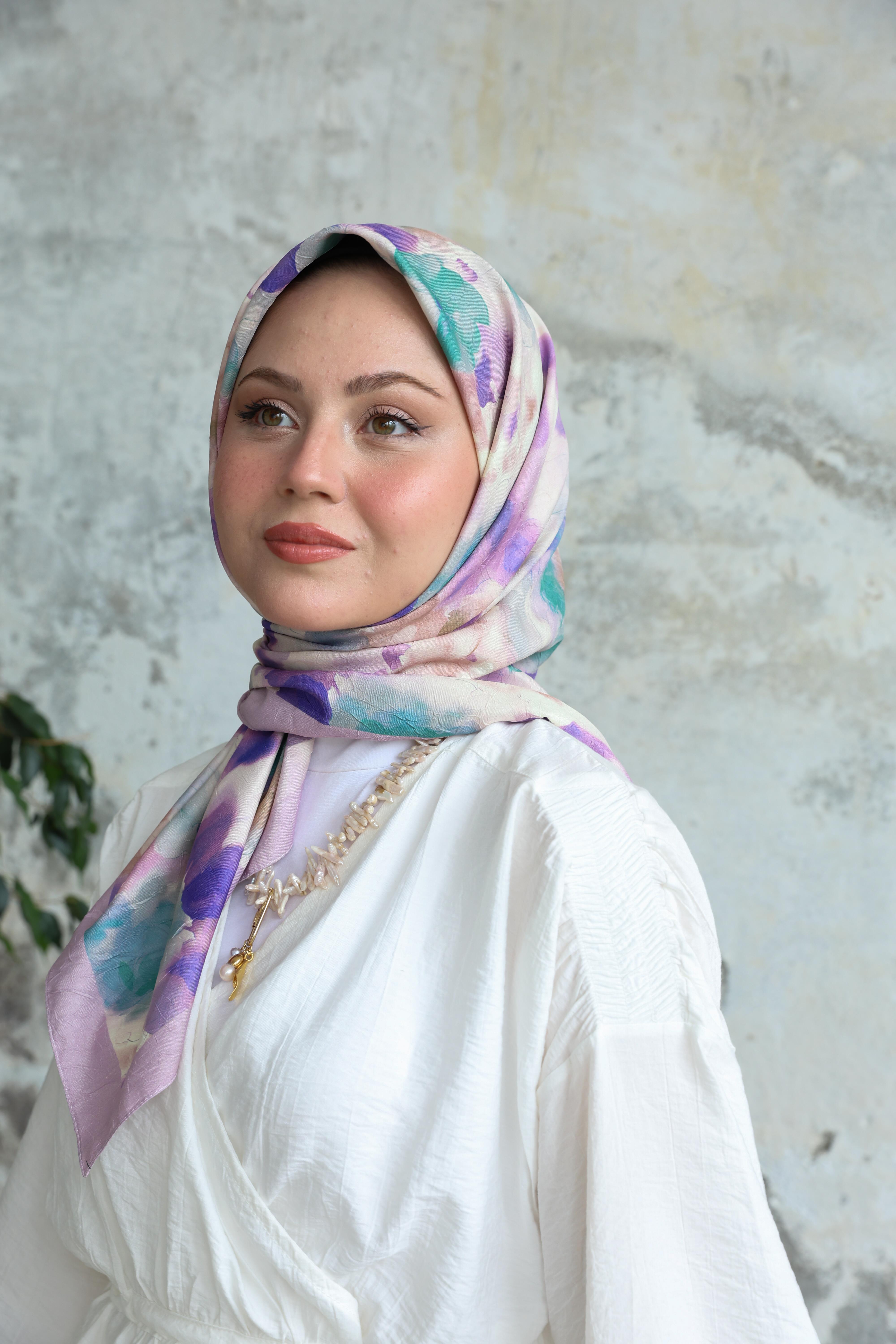 Bulut Desen Bambu Kraş Eşarp Pastel Pembe
