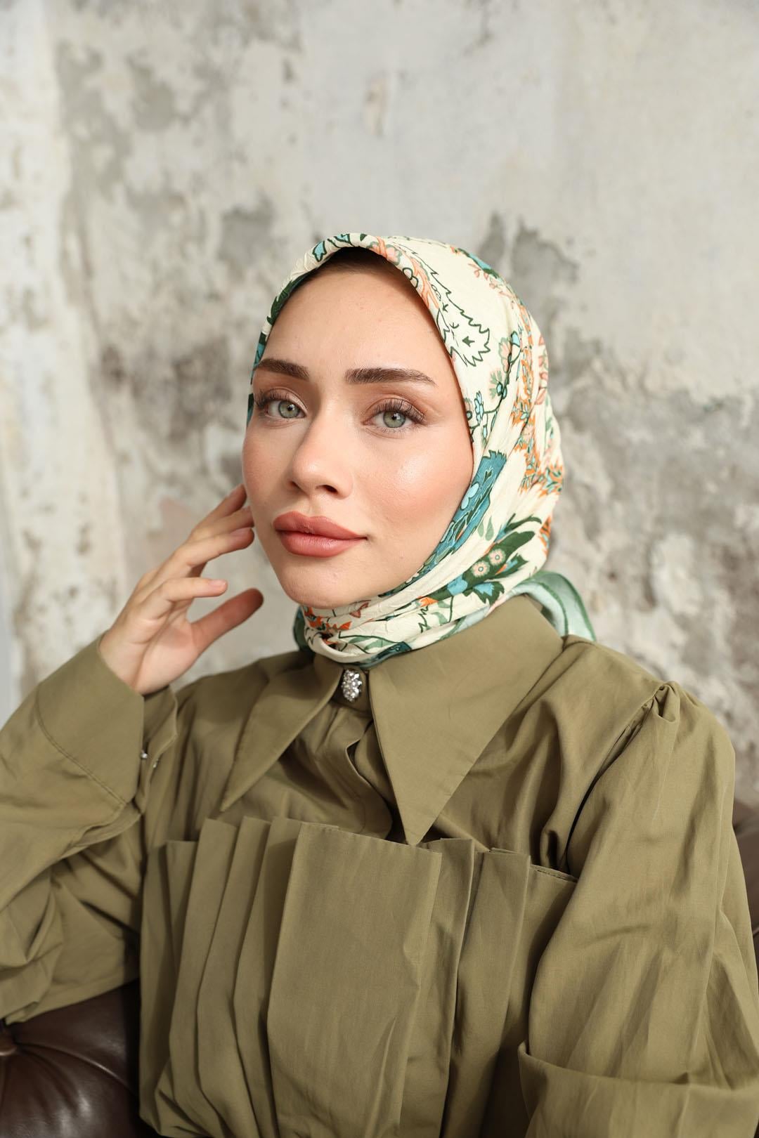 Etro Desen Bambu Kraş Eşarp Fıstık Yeşili