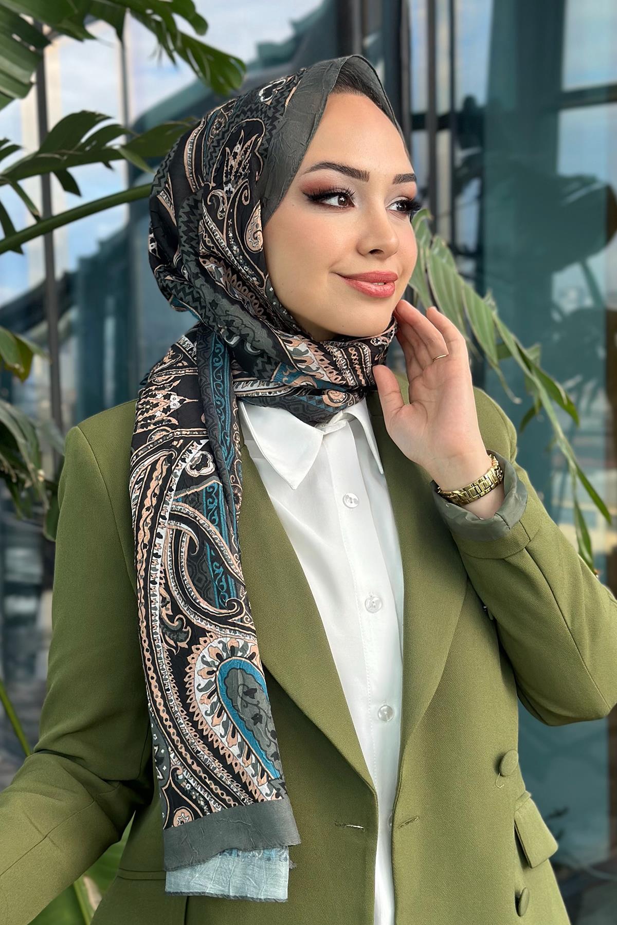 Etro Desen Kraş Şal Haki